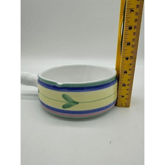 Caleca Italy Ceramic Bowl w/ Handle Hand Painted Dip or Soup Baking Bowl 9 x 3" - Picture 6 of 9